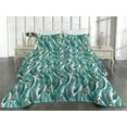 thumbnail image 2 of Ambesonne Botanical Quilted Bedspread Set 3 Pcs, Eucalyptus Leaves Buds, Queen, Teal Brown White, 2 of 4