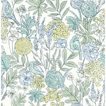 Chesapeake Goldfinch Aqua Birds and Blooms Wallpaper