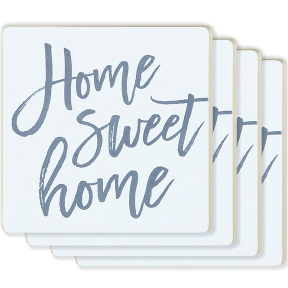 P. Graham Dunn Home Sweet Home Script White 4 x 4 Absorbent Ceramic Coasters Set of 4