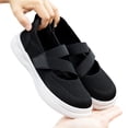 thumbnail image 3 of Women Mary Jane Shoes Slip On Walking Flats Comfortable Dressy Knit Washable Casual Nurse Shoe with Arch Support, 3 of 5