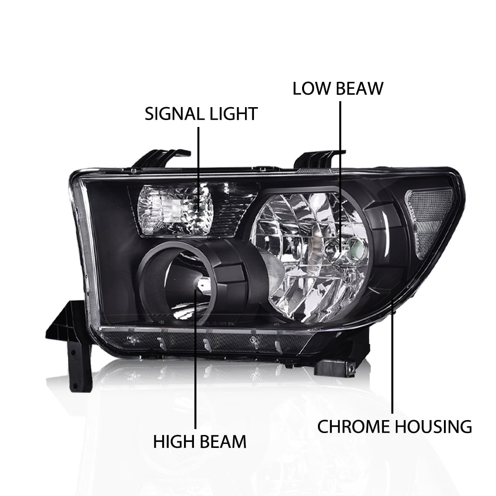 CROSSDESIGN 2x Factory Style Headlights Fit for Toyota Tundra 2007-2013/Sequoia 2008-2017