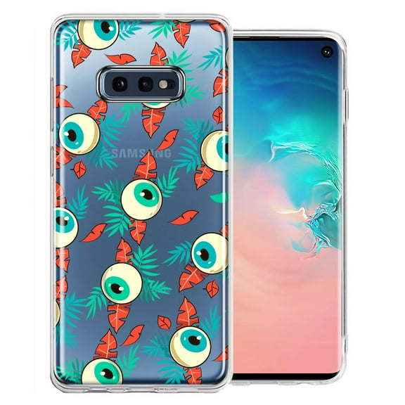 MUNDAZE For Samsung Galaxy S10e Halloween Creepy Tropical Eyeballs Design Double Layer Phone Case Cover