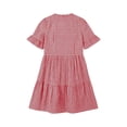 thumbnail image 4 of Bosfbaoi Summer Dresses for Women 2026 Notch V Neck Ruffle Short Sleeve Womens Dresses Loose Two Tier Gingham Mini Casual Dress with Side Pockets, 4 of 9