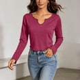 thumbnail image 7 of Zpanxa Women Long Sleeve Tops Scalloped V Neck Slim Fit Casual Solid Color Tee for Daily Wear, 7 of 7