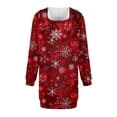 thumbnail image 5 of Christmas Dresses for Women Women's Sweatshirt Dress Long Sleeve Hoodies Dresses with Snowflake Christmas Tree Print for Casual Fall and Winter Wear,Deep Red,XL, 5 of 6