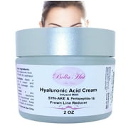 Bellahut Hyaluronic Acid Face Cream, 2 OZ, with SYN-AKE & PENTAPEPTIDE-3, Targeted Frown Line Reduction Cream