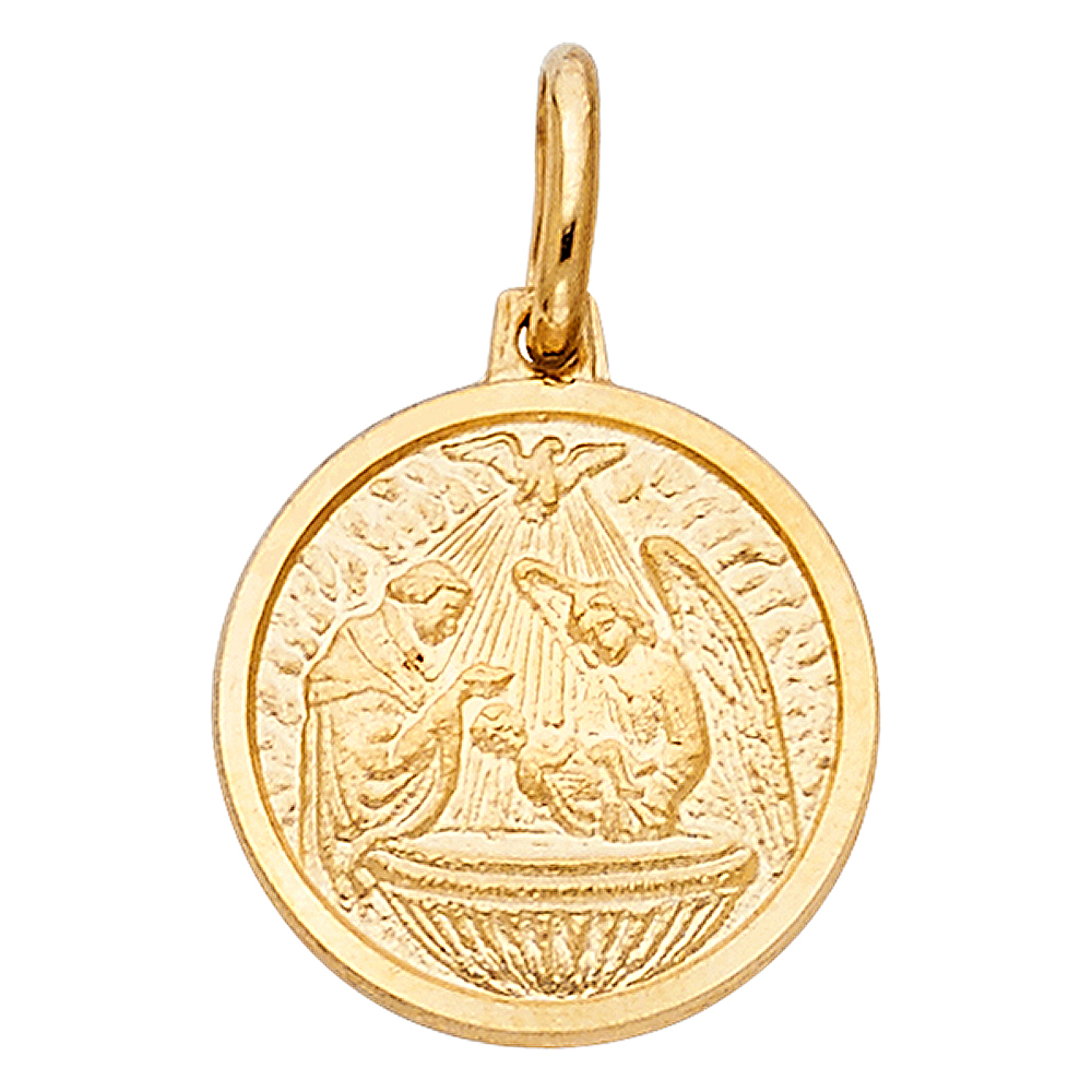 14K Yellow Gold Baptism Religious Charm 