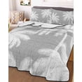 thumbnail image 3 of Quilts King Size Bedding Set, Grey Palm Trees Lightweight Quilted Comforter, Farmhouse Tropical Summer Beach Soft Reversible Bedspread Coverlet with Pillow Covers for All Season, 96" x 106", 3 of 7