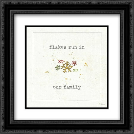 Christmas Cuties V - Flakes Run in Our Family 2x Matted 20x20 Black Ornate Framed Art Print by Pela