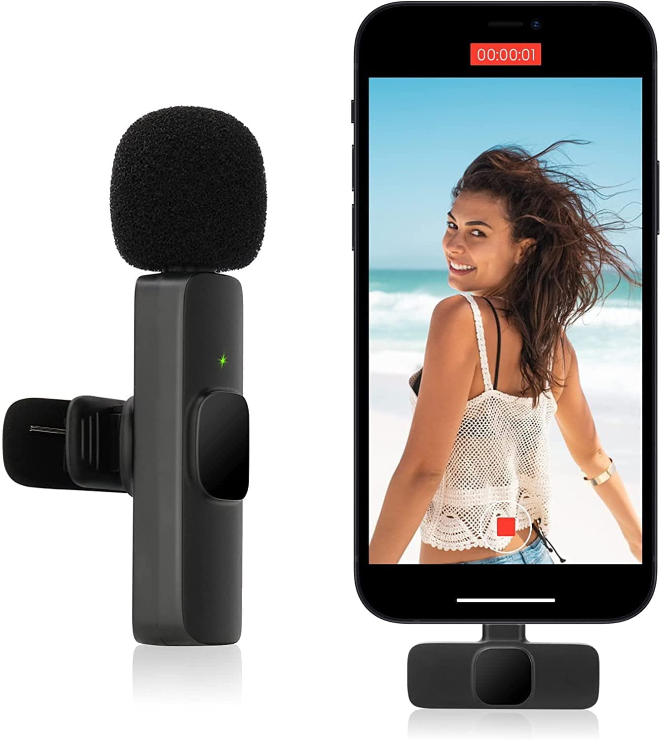 Lapel Mic with Clip for Video Recording YouTube Facebook Live Stream Vlogger Skype Wireless Lavalier Microphone for iPhone 7 8 X XR XS 11 12 13 Max Pro SE iPad Mini Air Black 