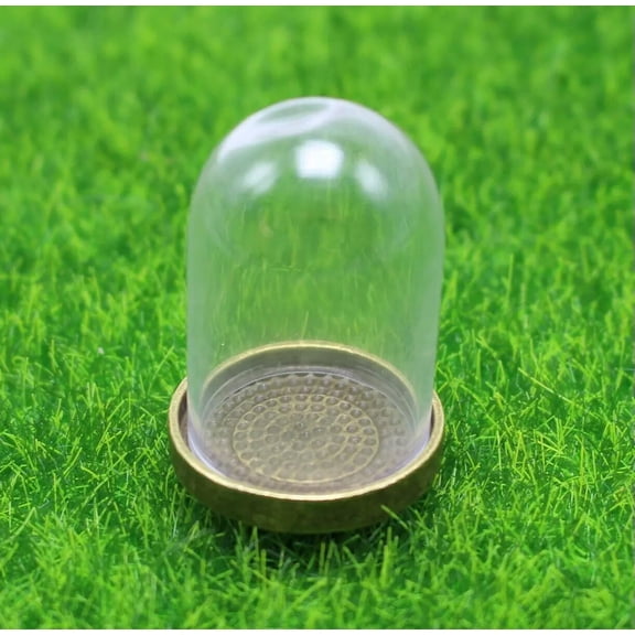 U8MO 2Pcs Miniature Glass Display Cylinder Dome with Alloy Base Memory Locket 25X38mm
