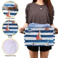 thumbnail image 3 of Yayeee 2 Pack Canvas Storage Basket with Handles for Shelves Fabric Bins Closet Organizer, Blue Sailboats, 3 of 8