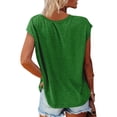 thumbnail image 7 of CIENVNSTG Womens Summer Tops Short Sleeve Crew Neck Shirts Solid Color Cute Trendy Basic Tunic Blouses Green XXXL, 7 of 7