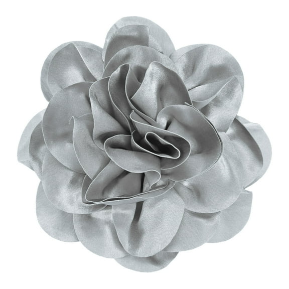 Extra Large Rose Flower Brooches, 7.87 Inch Lapel Pins Dainty Satin Fabric Big Camellia Flower Hair Clip For Women Wedding/Dance/Clothes/Accessories/Party [20cm, Gray]
