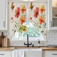 thumbnail image 3 of Swag Valance Curtains for Windows, Orange Red Flowers Light Filtering Kitchen Curtains with Rod Pocket, Farmhouse Pastoral Botanical Window Treatment Valances for Living Room, 28x36 - 2 PCS, 3 of 9