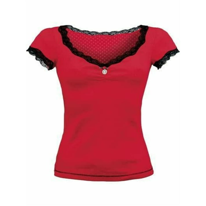 Merqwadd Womens Short Sleeve T-Shirt Y2k Lace Trim Crop Tops Crewneck ...