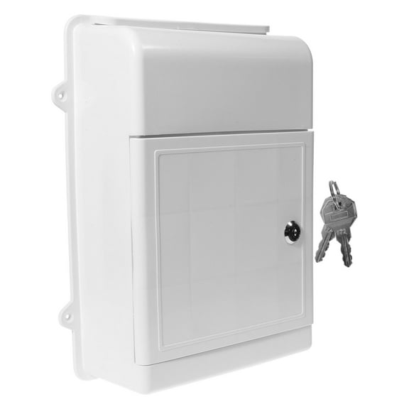 Clispeed White Lockable Wall Mount Mailbox for Outdoor Use Plastic and Metal Storage Box