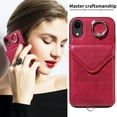 thumbnail image 4 of Allytech iPhone XR Case with Ring Holder & Shoulder Strap, Retro PU Leather Cards Slots Kickstand Detachable Lanyard Shockproof Wallet Case Cover for Apple iPhone XR - Red, 4 of 14