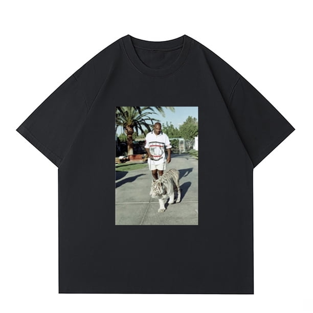 Mike Tyson-Camiseta de manga corta para hombre, camisa de gran tamaño 100% de algodón con estampado de Tigre, informal, ropa de Hip Hop