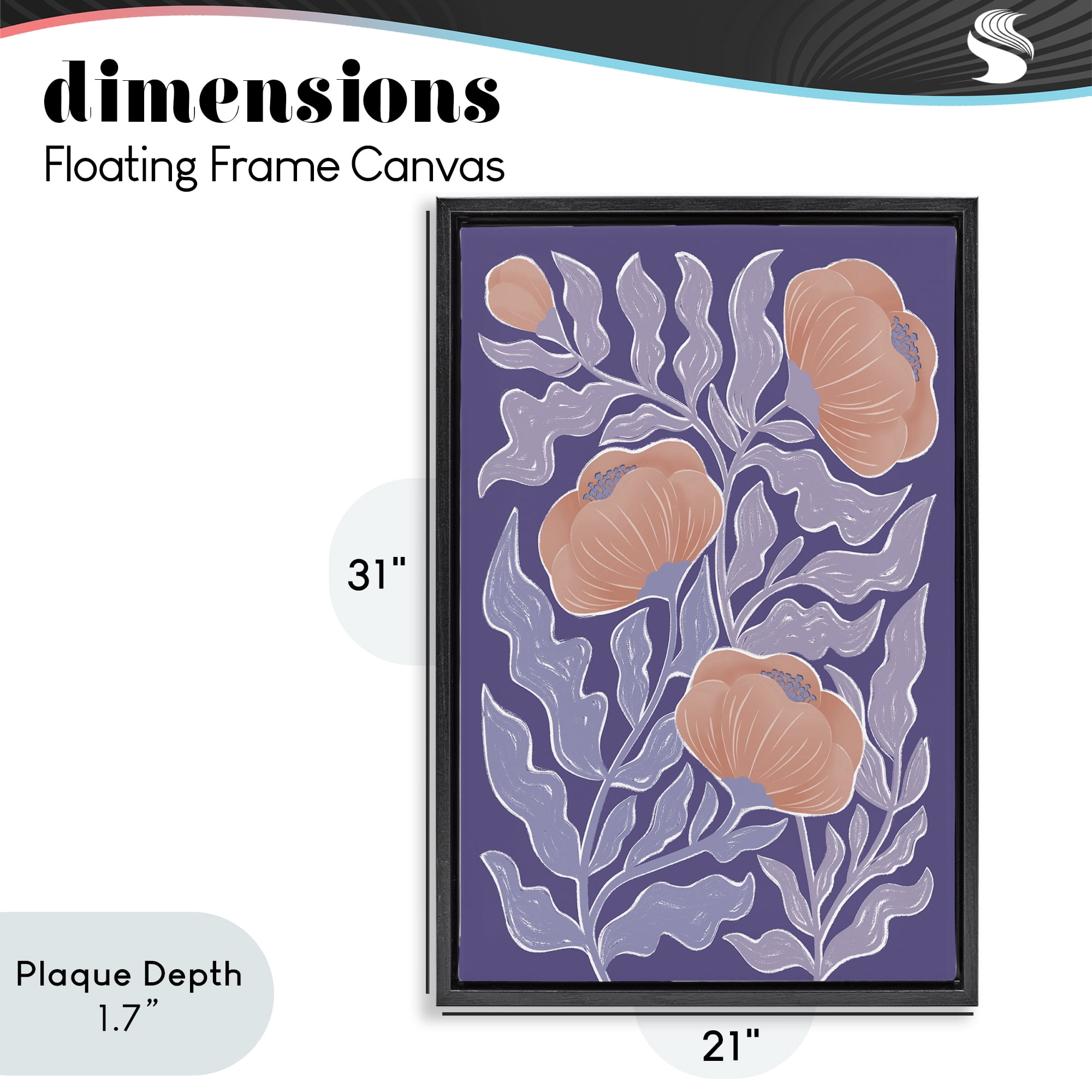 Stupell Industries Midcentury Purple Poppies Black Framed Floater Canvas Wall Art, design by Martina Pavlova