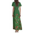 thumbnail image 4 of Drses‌‌ ‌‌‌‌‌‌‌‌‌‌‌‌‌‌Women's Floral V Neck Short Sleeve Maxi Dress - Empire Waist Flowy Beach Sundress for Wedding Guest, 4 of 4