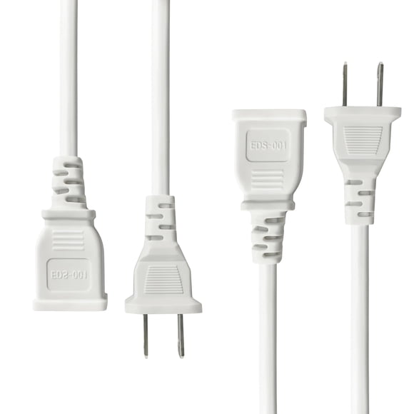Cable de alimentación WMSDGZAI, 3 m, polarizado, 2 clavijas, 10 A, 125 V, blanco, paquete de 2