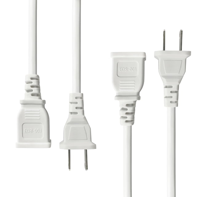 Cable de alimentación WMSDGZAI, 3 m, polarizado, 2 clavijas, 10 A, 125 V, blanco, paquete de 2
