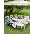 thumbnail image 3 of Outdoor Tablecloth with Umbrella Hole and Zipper, Blue Christmas Rectangle Table Cloth 54x80 Inch Waterproof Tablecloth, Snowman Xmas Tree Winter Snowflake Picnic Table Cover for Patio Camping, 3 of 7