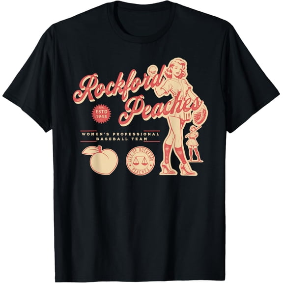 Rockford Peaches Women s Baseball Team 1945 Retro T-Shirt