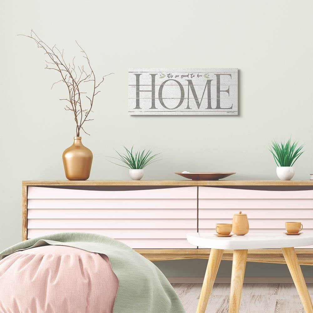Stupell Industries Good To Be Home Family Inspirational Word Textured Wood Design Canvas Wall Art by Stephanie Workman Marrott