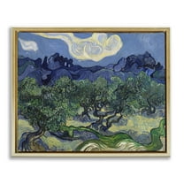 Stupell Industries Van Gogh Olive Trees Landscape Landscape & Nature Painting Gold Floater Framed Canvas Art Print Wall Art, 31 x 25