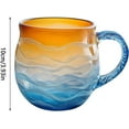 thumbnail image 2 of Instagrammable Handblown Sea Glass Sunset Wave Mug - Beach-Themed Handcrafted Textured Drinkware, Unique Iridescent Waves Glass Mug for Tea, Coffee, Beverages & Home Decor Lovers, 3.93in, 2 of 6