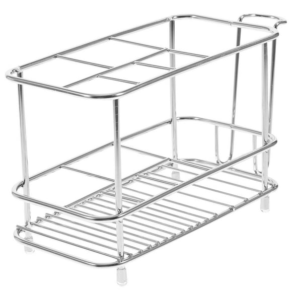 1pc Stainless Steel Storage Rack Table Shower Rack Metal Shelves Toothbrush Holder for Toilet Bathroom Kitchen (Cup Holder Type)