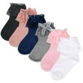 thumbnail image 2 of EnJoCho Girls Floor Socks 6 Pairs Girls Lace Socks Little Toddler Kids Cute Bowknot Lace Ruffle Socks Girls Soft Cute Casual Dress Socks School Home Indoor&Outdoor Wear, 2 of 7