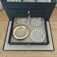 thumbnail image 4 of Hives & Honey Adult Black Demi Locking Jewelry Case - 3-Drawer Organizer with Mirror, 4 of 13