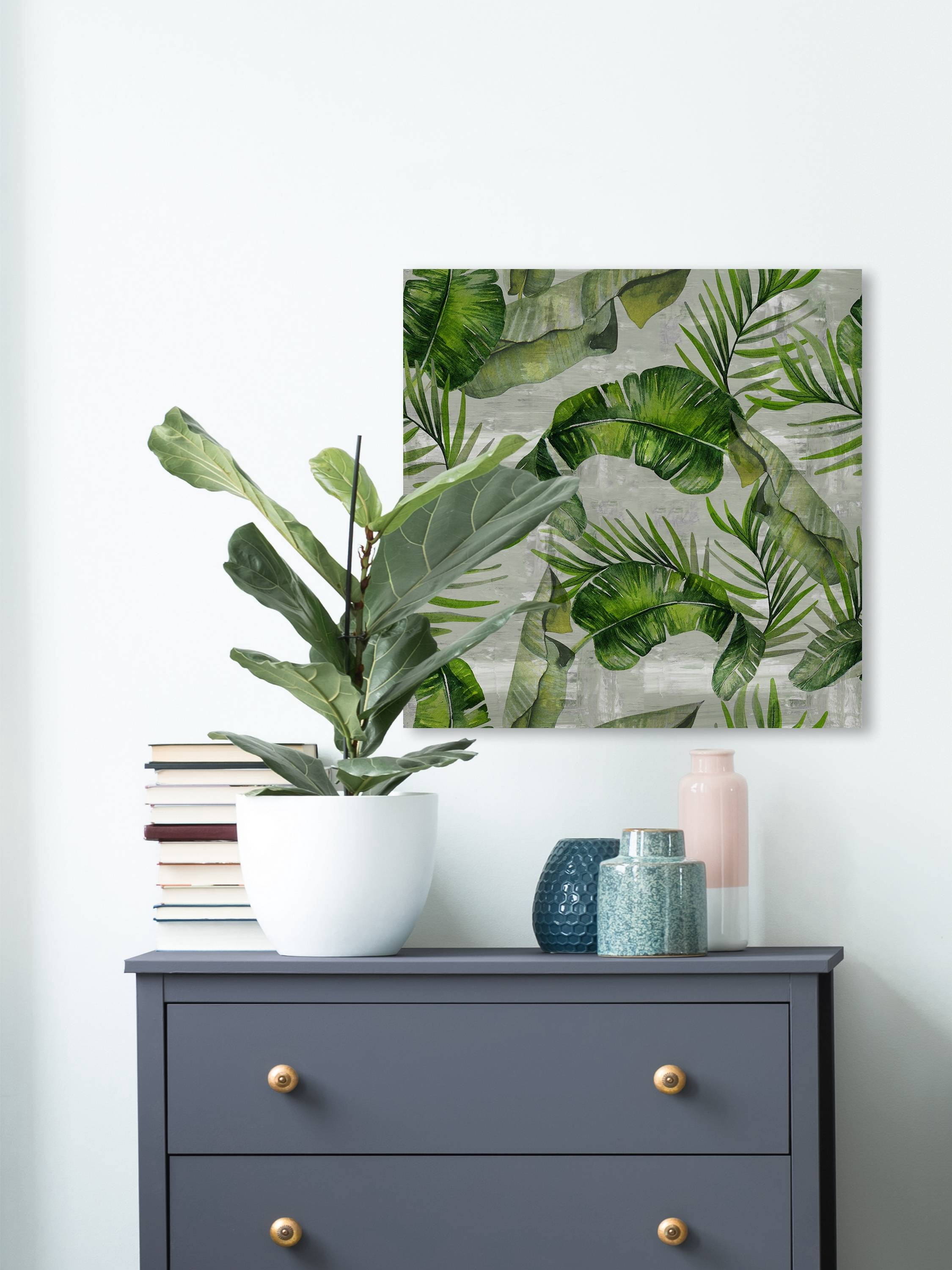 Marmont Hill Green Tropic Leaves Canvas Wall Art