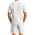 thumbnail image 4 of Uwinwear Men's Linen Casual 2 Piece Outfit Mock Neck Short Sleeve Shirt and Side Button Shorts Set Casual 2 Piece Summer Outfit,White,XL, 4 of 6