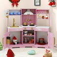 thumbnail image 4 of Costway Pretend Play Kitchen for Kids Toddler Aged 3+ Wooden Toy Set with Range Hood Pink, 4 of 10