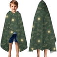 thumbnail image 3 of Dark Green Sun Planet Star Cloud Pattern Hooded Bath Towel，60"x35" for Ages 3 To 12 Kids, Quick Dry Lightweight Soft Microfiber Hood Beach Towel Cover Up for Kids, 3 of 7