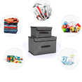 thumbnail image 4 of 2-piece Set Large Storage Boxes with Lids and Handles, Collapsible Linen Storage Bins Organizer Containers Baskets Cube with Removable Divider for Home Bedroom Closet OfficeGray, 4 of 5
