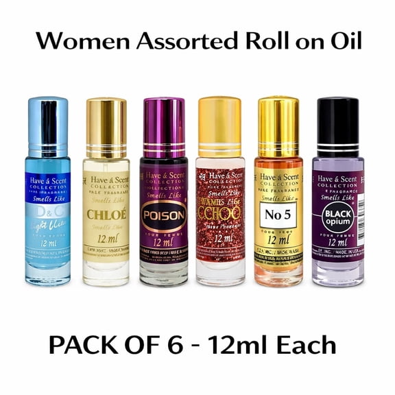 Women Assorted Roll On Body Oil 12ml 6 Pack