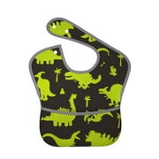 Bingfone Mess-Proof Baby Bib - Waterproof Bib For Baby Boy Or Girl With Food Catcher Pocket, Unisex-Cute Cartoon Dinosaurs