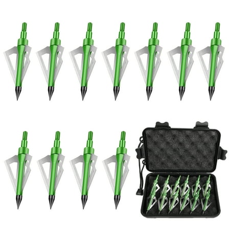 TSV 12 Pcs Hunting Broadheads 3 Blades Archery Broadheads 100 Grain Hunting Screw-in Arrow Tips Compatible with Crossbow and Compound Bow