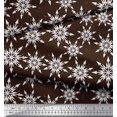 thumbnail image 3 of Soimoi Brown Cotton Duck Fabric Snow Flakes Floral Print Fabric by the Yard 42 Inch Wide, 3 of 3