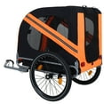 thumbnail image 2 of Large Folding Bike Trailer for Dogs, 120LB Capacity All-Terrain Pet Carrier with Durable Steel Frame, Dog Bike Trailer for Cycling, Jogging, Camping and Outdoor Adventures (Black+Orange), 2 of 9