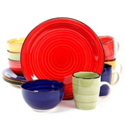 Gibson Home 12 Piece Color Vibes Handpainted Stoneware Dinnerware Set