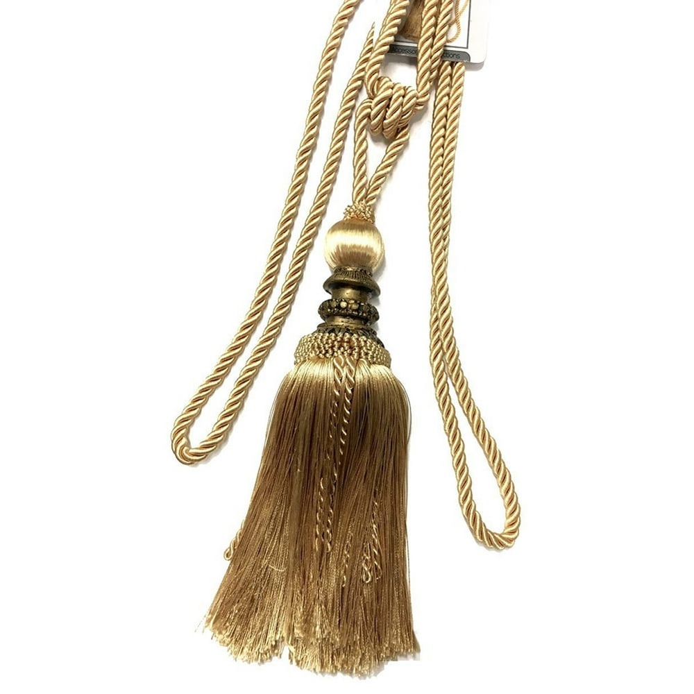 Single Decorative Rope Tassel Resin Tie Back, Gold, 10 Inch Tassel, 36