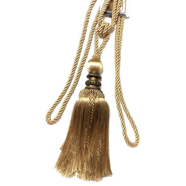 Single Decorative Rope Tassel Resin Tie Back, Gold, 10 Inch Tassel, 36