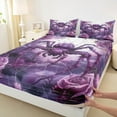 thumbnail image 3 of Feelyou Gothic Spider Teens Queen Sheet Sets, Dreamy Purple Animal Flat Sheet, Valentine's Day Rose Floral Queen Fitted Sheet, Lightweight Room Decor, 4-Piece, 3 of 7