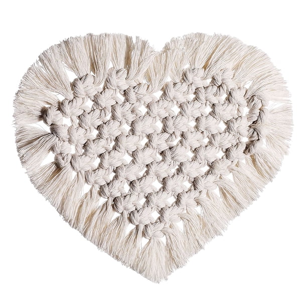 Posavasos de tejido con forma de corazón, tapete aislante térmico, posavasos de algodón